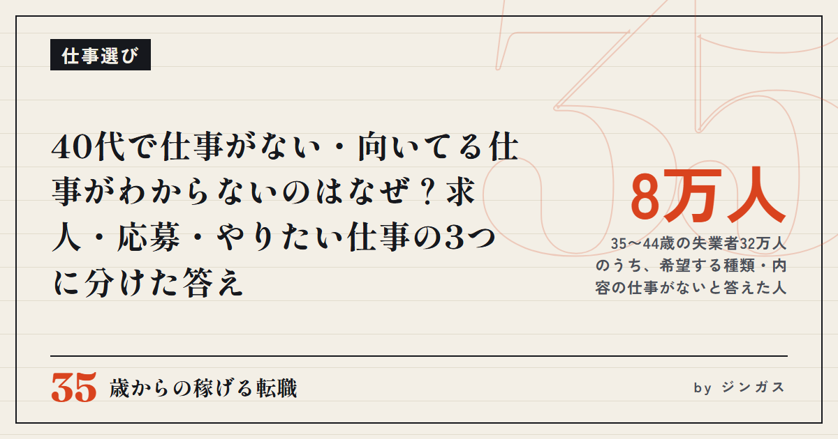 40代で仕事がない・向いてる仕事がわからないのはなぜ？求人・応募・やりたい仕事の3つに分けた答え