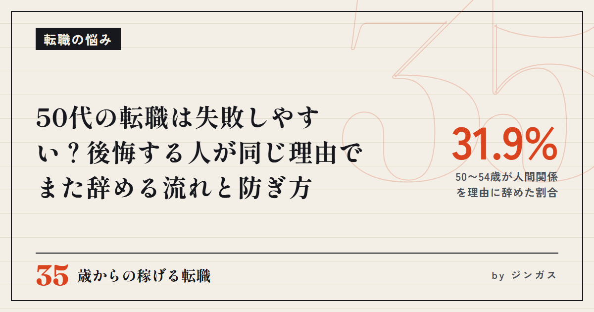 50代の転職は失敗しやすい？後悔する人が同じ理由でまた辞める流れと防ぎ方